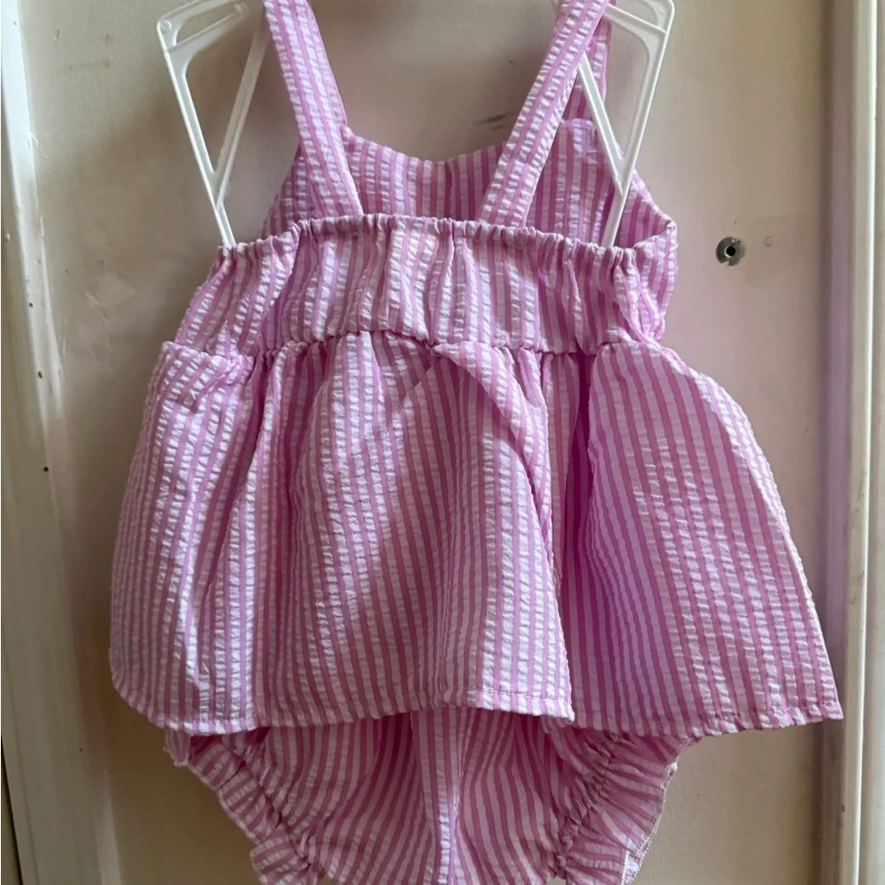 New Seersucker Bow Diaper Set